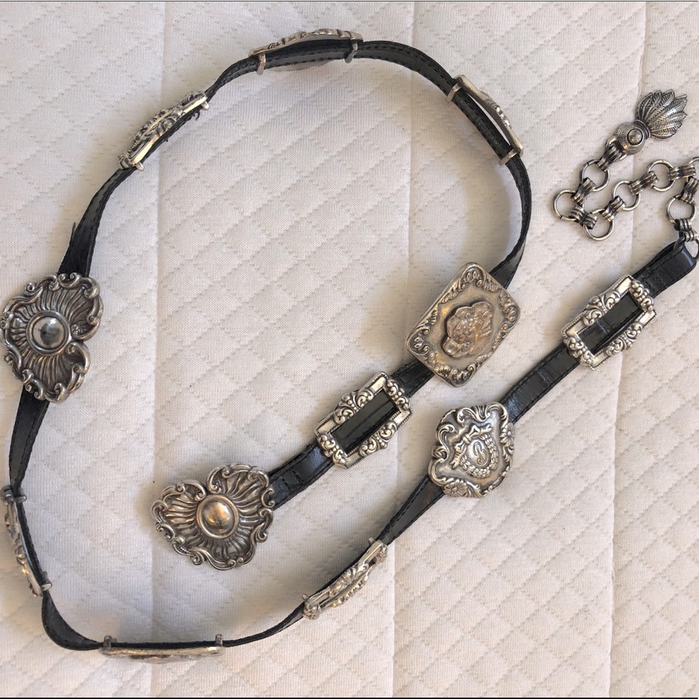 Vintage 1993 Brighton leather concho belt